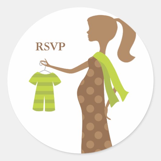 赤ちゃんシャワーのステッカーになるシックなママ ラウンドシール (正面)