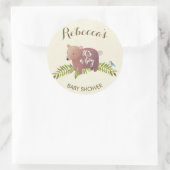 赤ちゃんシャワーのステッカーwoodland bear it's boy ラウンドシール (バッグ)