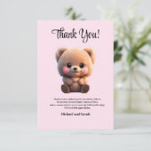 赤ちゃんシャワーのテディベアを待つことができる サンキューカード (スタンド正面)