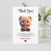 赤ちゃんシャワーのテディベアを待つことができる サンキューカード (スタンド正面)