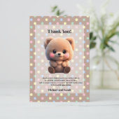 赤ちゃんシャワーのテディベアを待つことができる サンキューカード (スタンド正面)