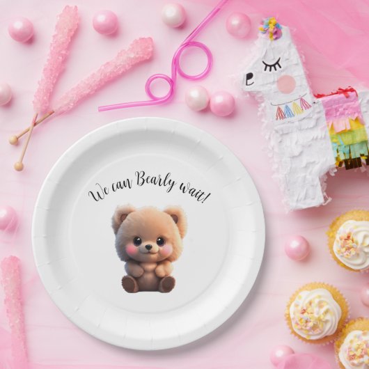 赤ちゃんシャワーのテディベアを待つことができる ペーパープレート (パーティー)
