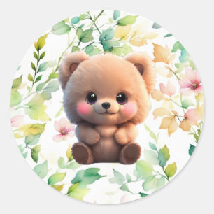赤ちゃんシャワーのテディベアを待つことができる ラウンドシール