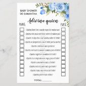 赤ちゃんシャワーのバイリンガルゲームカード チラシ (裏面)