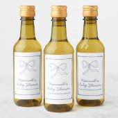 赤ちゃんシャワーのパーソナライズされた好意ブルーボウのワインラベル ワインラベル (ボトル)