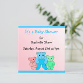 赤ちゃんシャワーのピンクとブルー 招待状 (スタンド正面)