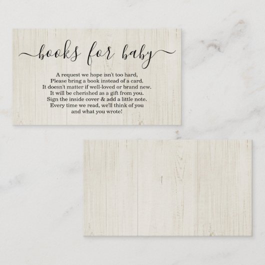 赤ちゃんシャワーのブックリクエスト招待状素朴- エンクロージャーカード (正面/裏面)