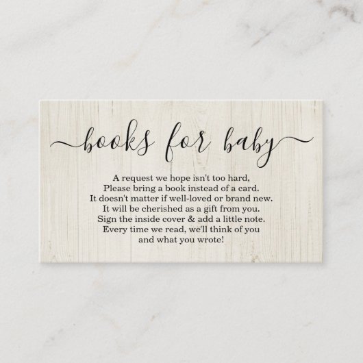 赤ちゃんシャワーのブックリクエスト招待状素朴- エンクロージャーカード (正面)
