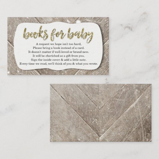 赤ちゃんシャワーのブックリクエスト招待状素朴- エンクロージャーカード (正面/裏面)