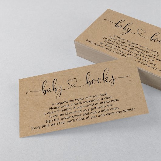 赤ちゃんシャワーのブックリクエスト招待状素朴- エンクロージャーカード