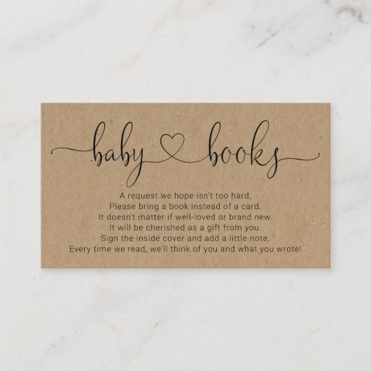 赤ちゃんシャワーのブックリクエスト招待状素朴- エンクロージャーカード (正面)
