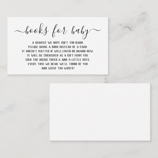 赤ちゃんシャワーのブックリクエスト招待状 エンクロージャーカード (正面/裏面)