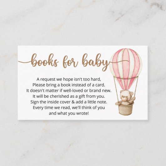 赤ちゃんシャワーのブックリクエスト招待状 エンクロージャーカード (正面)