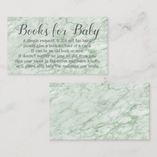 赤ちゃんシャワーのブックリクエスト緑の詩招待状 エンクロージャーカード (正面/裏面)
