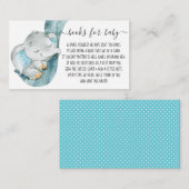 赤ちゃんシャワーのリクエストかわいい象の男の子の本 エンクロージャーカード (正面/裏面)