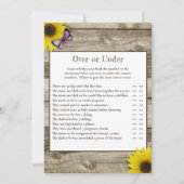 赤ちゃんシャワーの上または下のひまわりピンクの蝶 招待状 (正面)