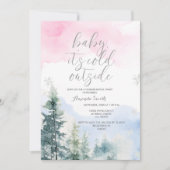 赤ちゃんシャワーの外で雪片を明らかにする 招待状 (正面)