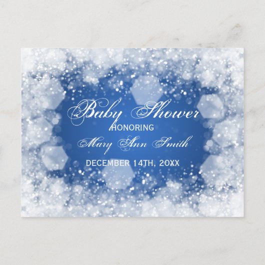 赤ちゃんシャワーの夜を願う輝く青 アドバイスカード (裏面)