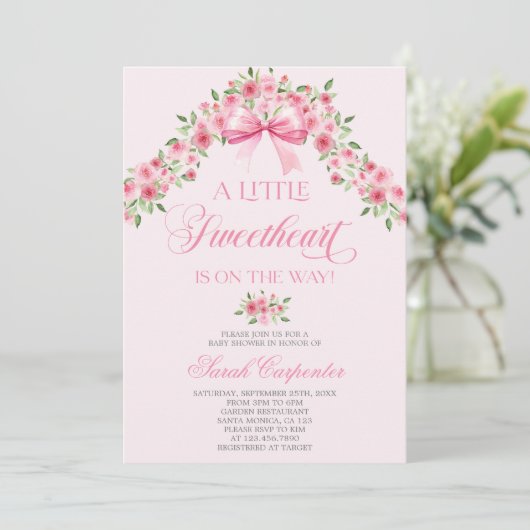 赤ちゃんシャワーの女の子の途中に少し恋人がいる 招待状 (スタンド正面)