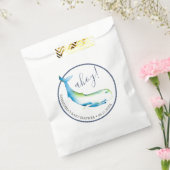 赤ちゃんシャワーの好意バッグかわいい水色クジラ フェイバーバッグ (封をした状態)