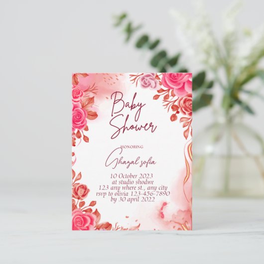 赤ちゃんシャワーの招待状 インビテーションポストカード (スタンド正面)