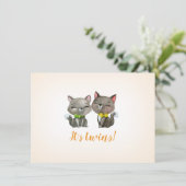 赤ちゃんシャワーの招待状 | 双生児 | 中立の | 猫 招待状 (スタンド正面)