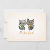 赤ちゃんシャワーの招待状 | 双生児 | 中立の | 猫 招待状 (正面)