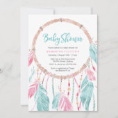 赤ちゃんシャワーの招待状 | 水色ドリームキャッチャー 招待状 (正面)