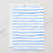 赤ちゃんシャワーの招待状 | 青いストライプ花模様 招待状 (裏面)