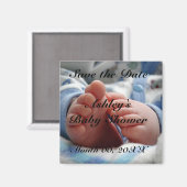 赤ちゃんシャワーの日付を保存する マグネット (正面/裏面)