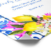 赤ちゃんシャワーの本とギフトのサイン青いタイルレモン ポスター (角)