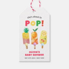 赤ちゃんシャワーの準備ができているトロピカルポップ・アートのフルーツのアイスクリーム ギフトタグ