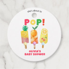 赤ちゃんシャワーの準備ができているトロピカルポップ・アートのフルーツのアイスクリーム フェイバータグ