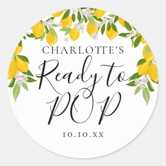 赤ちゃんシャワーの準備ができてポップ・アートのいるレモンの花 ラウンドシール (正面)