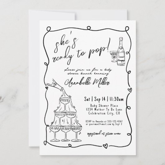 赤ちゃんシャワーの準備ができて手ポップ・アートの引き 招待状 (正面)