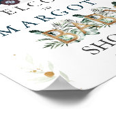 赤ちゃんシャワーの緑でドライブするサファリの動物 ポスター (角)