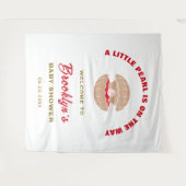 赤ちゃんシャワーの背景に小さな真珠が存在している タペストリー (正面(横))