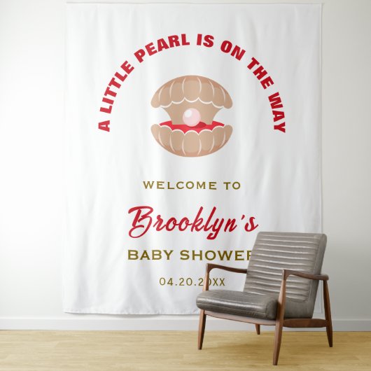 赤ちゃんシャワーの背景に小さな真珠が存在している タペストリー (インサイチュ)
