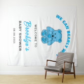 赤ちゃんシャワーの背景を我々はbearly待つことができるテディベア タペストリー (インサイチュ(横))
