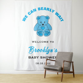 赤ちゃんシャワーの背景を我々はbearly待つことができるテディベア タペストリー