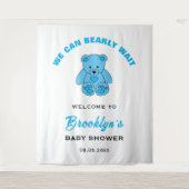 赤ちゃんシャワーの背景を我々はbearly待つことができるテディベア タペストリー (正面)