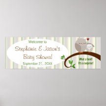 赤ちゃんシャワーの茶色のフクロウの旗の蹄