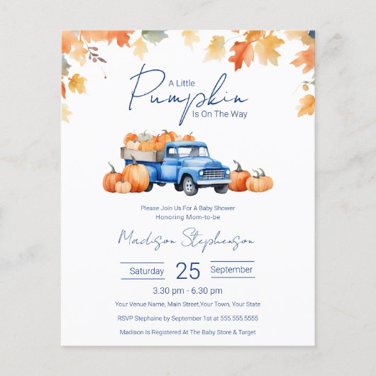 赤ちゃんシャワーの途中でちょっとしたカボチャを予算に計上する (正面)