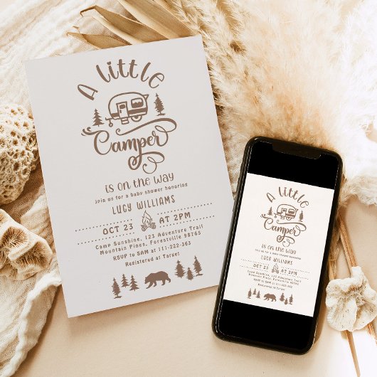 赤ちゃんシャワーの途中でキャンパーが少し来ている 招待状