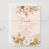 赤ちゃんシャワーの途中で小さなかぼちゃが入る 招待状 (正面)