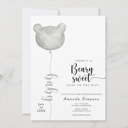 赤ちゃんシャワーの途中にビーリー甘いベビーがある 招待状 (正面)