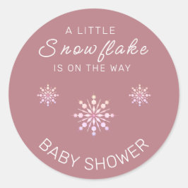 赤ちゃんシャワーの途中にピンクのスノーフレークがある ラウンドシール