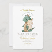 赤ちゃんシャワーの途中に小さなドラゴンがある 招待状 (正面)