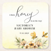 赤ちゃんシャワーの途中に小さなミツバチがいる スクエアペーパーコースター (正面)