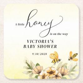 赤ちゃんシャワーの途中に小さなミツバチがいる スクエアペーパーコースター